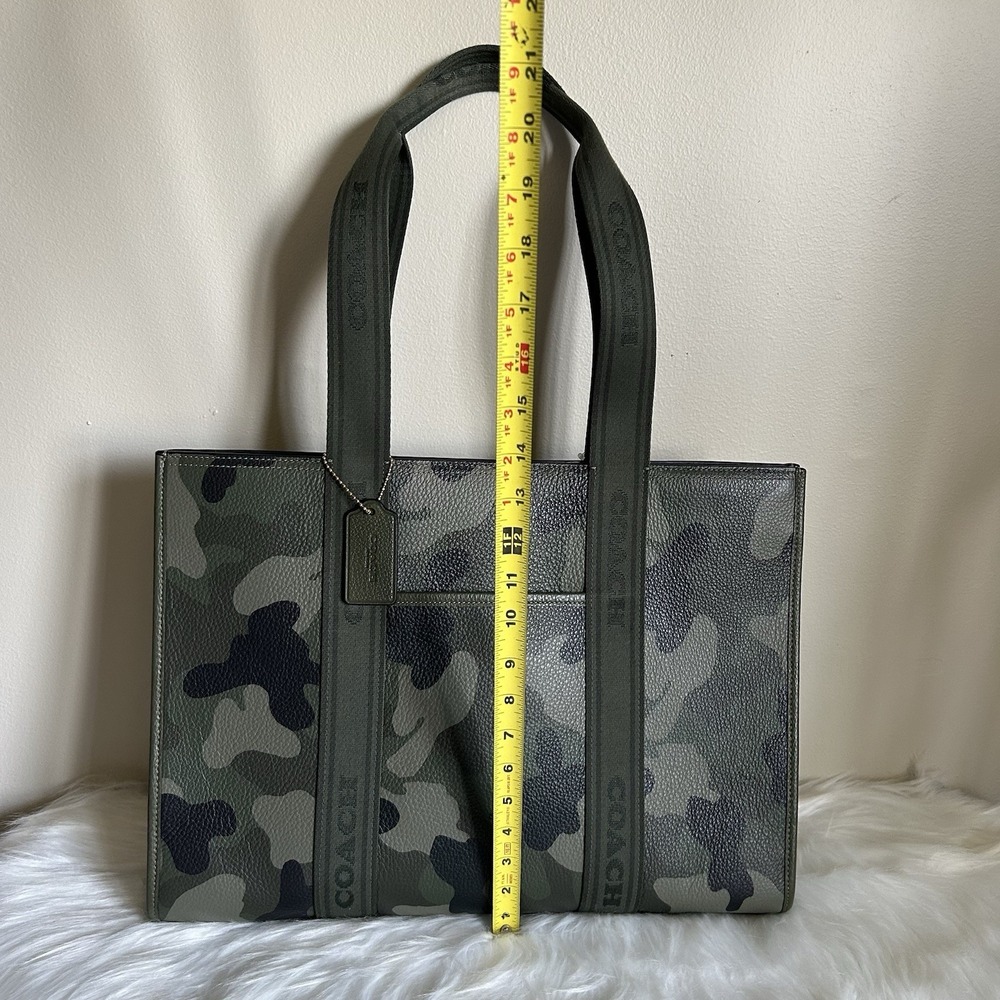 Coach Smith Tote Dark Cypress Camo Pebbled Leather Large Bag NWT - Picture 8 of 9